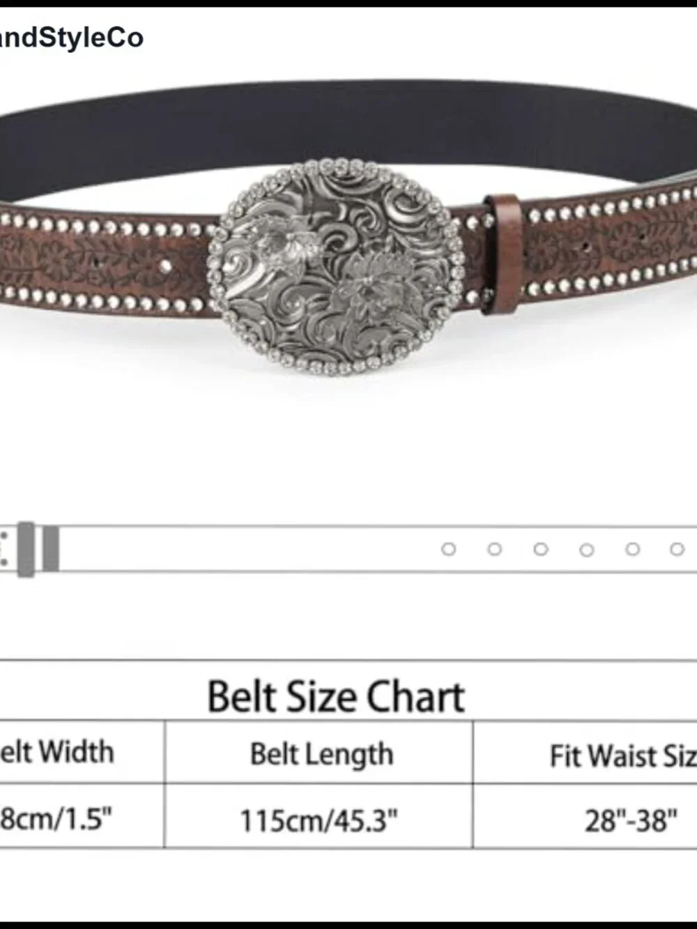 Western Engraved PU Leather Belt - Fits 28-38 Waist